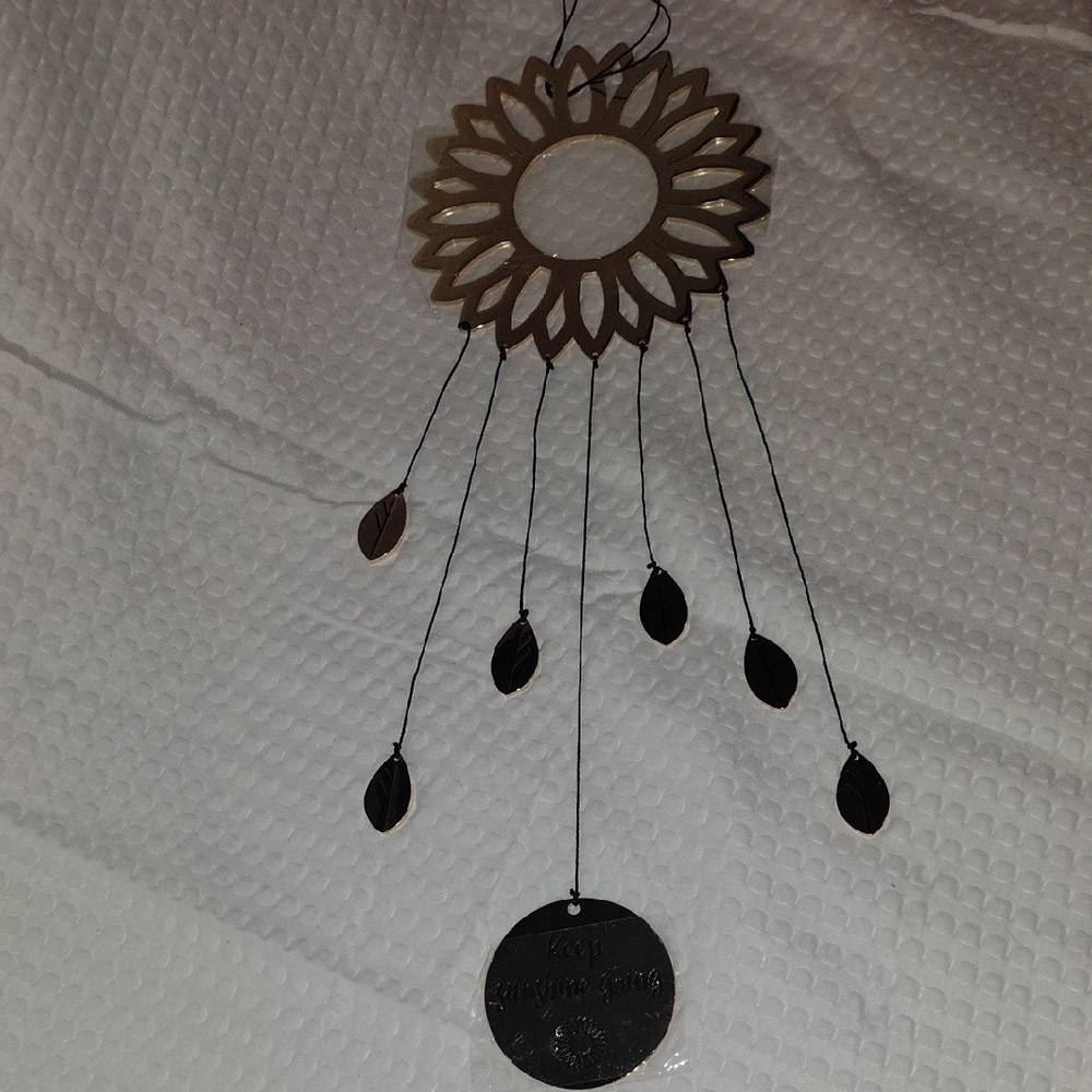 Metal Sunflower Windchime With "Keep Sunshine Going" 13 Long